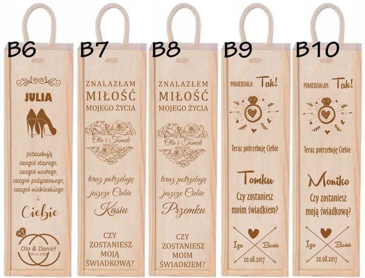 PODZIĘKOWANIA DLA RODZICÓW ŚWIADKÓW CHRZESTNYCH ŚLUB SKRZYNKA NA WINO