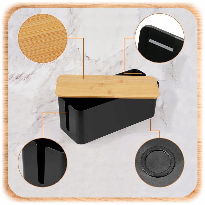 ORGANIZER NA KABLE POJEMNIK PUDEŁKO NA LISTWY KABLI PRZEWODY BOX DREWNO L