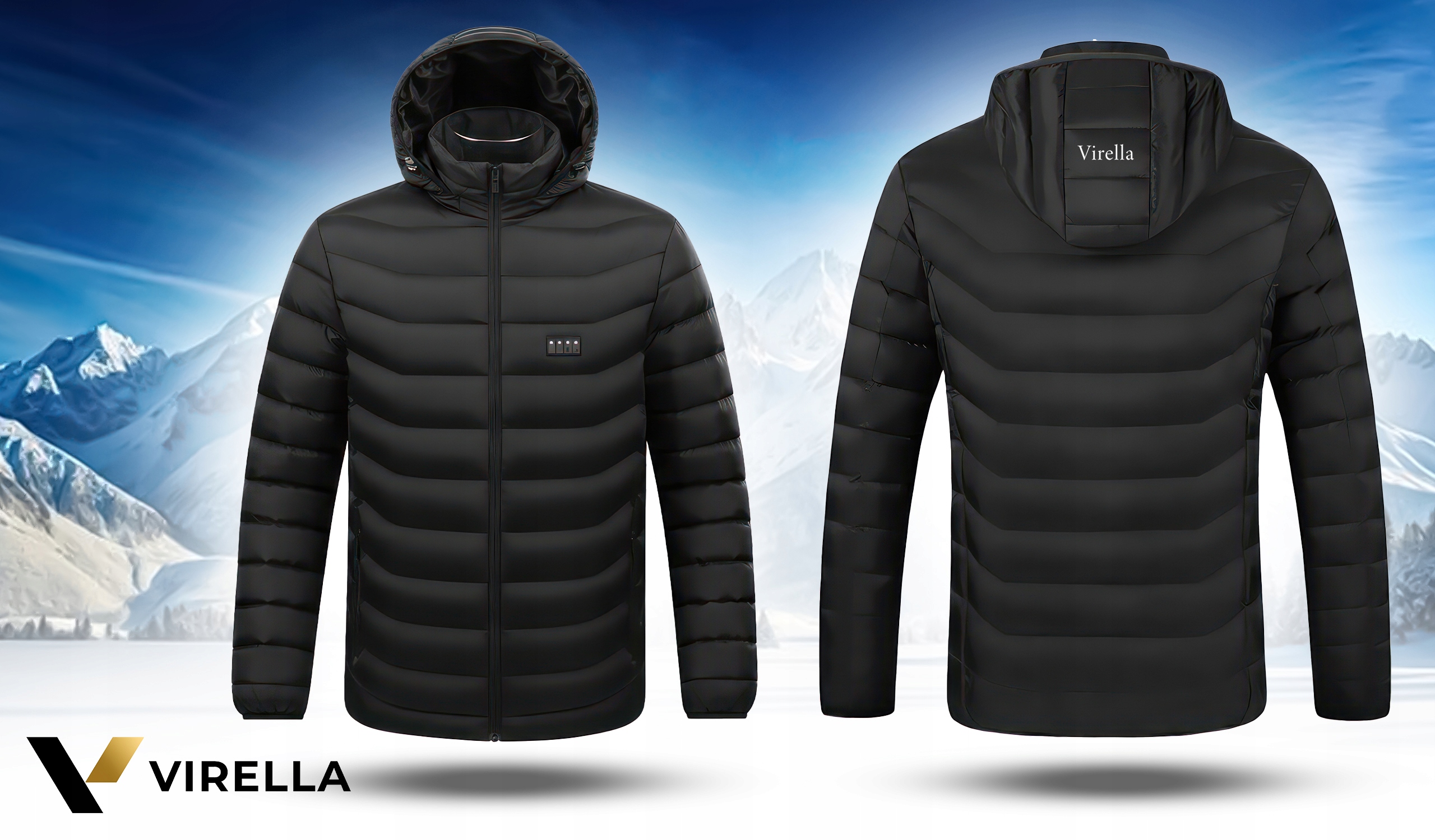 KURTKA ZIMOWA Z KAPTUREM PIKOWANA PODGRZEWANA 21 STREF USB L + POWERBANK