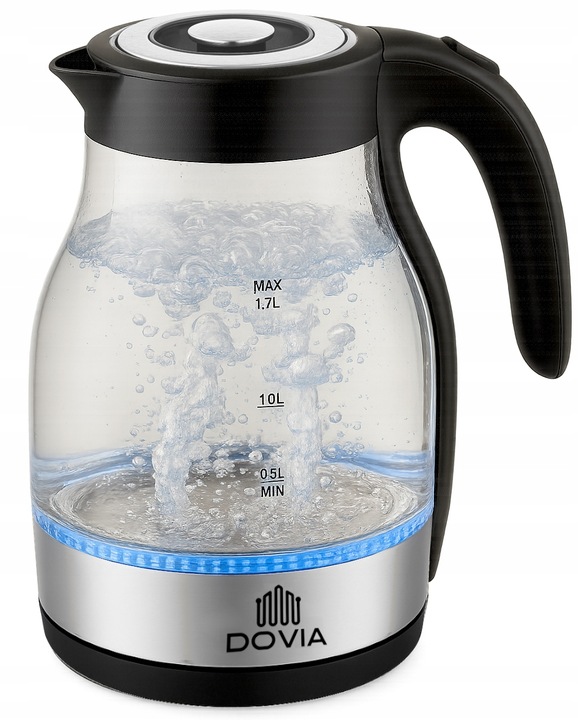 Czajnik Elektryczny Bezprzewodowy Szklany 1.7 L Cichy LED Mocny 2200W