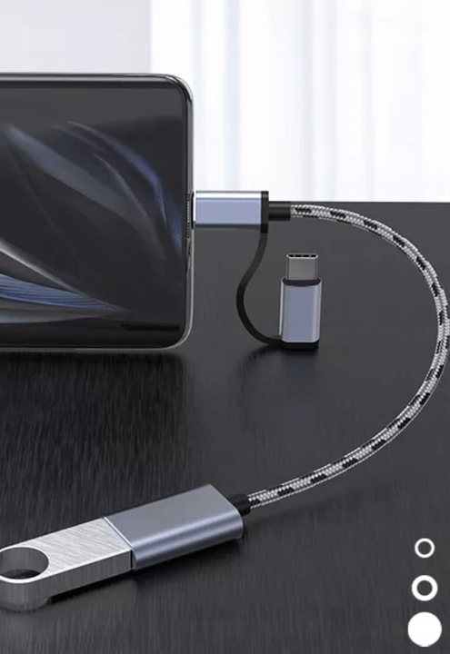 2 w 1 | Adapter | USB - A |--> USB-C |--> Micro - USB |