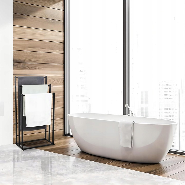 STOJAK NA RĘCZNIKI WIESZAK STOJĄCY PODŁOGOWY DO ŁAZIENKI METALOWY STABILNY