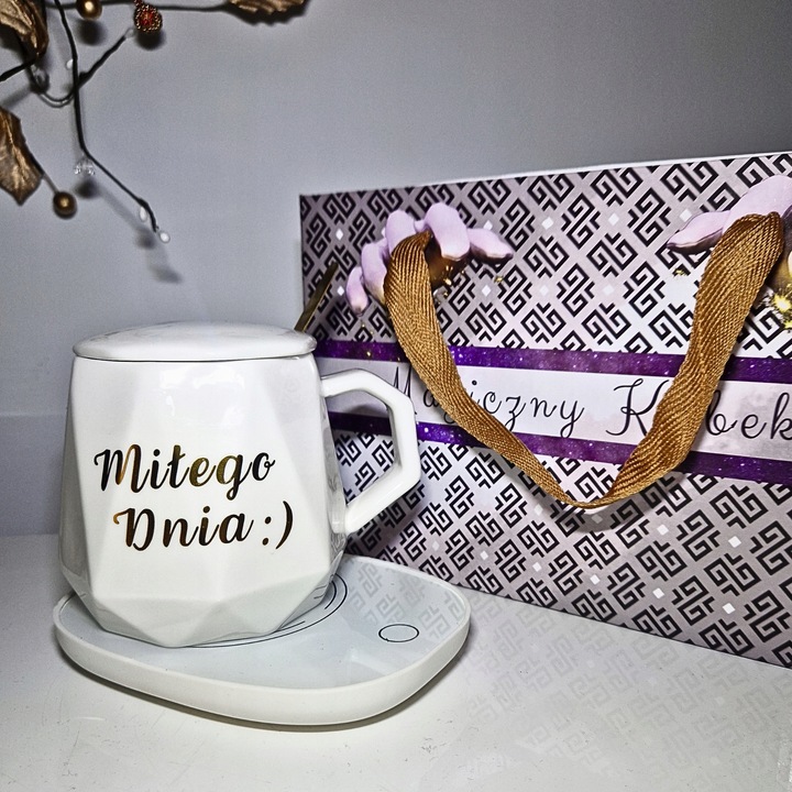 PODGRZEWACZ Kubek Ceramiczny CZAJNIK ZESTAW DO KAWY HERBATY MIŁEGO