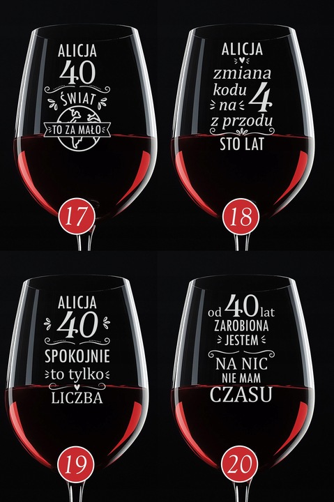 Kieliszek do Wina z grawerem prezent na 18 30 40 50 URODZINY 440 ml +