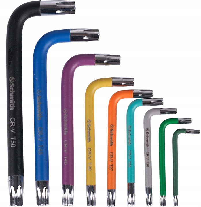 KLUCZE IMBUSOWE TORX KRÓTKIE IMBUS T10-T50 ZESTAW 9szt Z OTWOREM