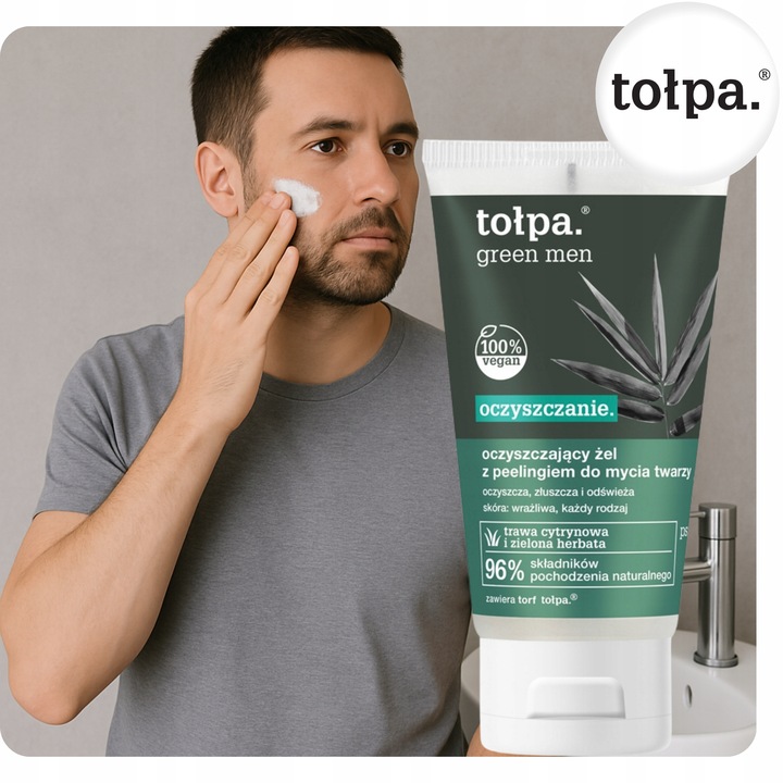 Oczyszczający Żel z Peelingiem do Mycia Twarzy Męski Green Men 150 ml Tołpa