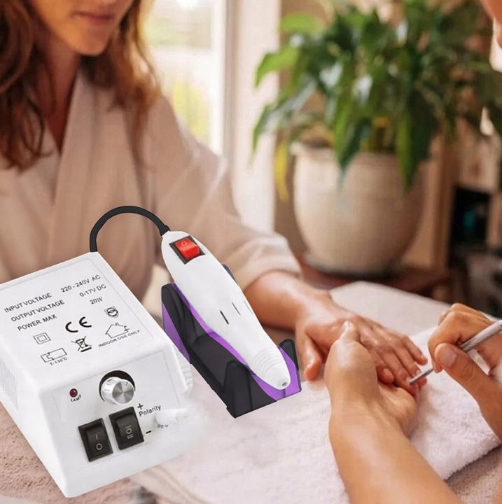 FREZARKA DO PAZNOKCI MANICURE PEDICURE PROFESJONALNA MOCNA 20W frezy zestaw