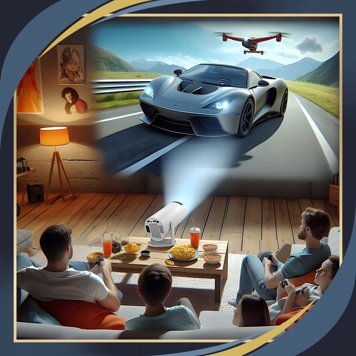 Projektor Rzutnik Przenośny Android Smart TV LED 4K Głośnik WIFI 130