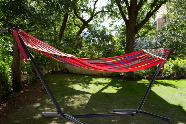 HAMAK ZE STELAŻEM OGRODOWY 2 OSOBOWY HUŚTAWKA XXL WZMOCNIONY PAŁĄK ZESTAW