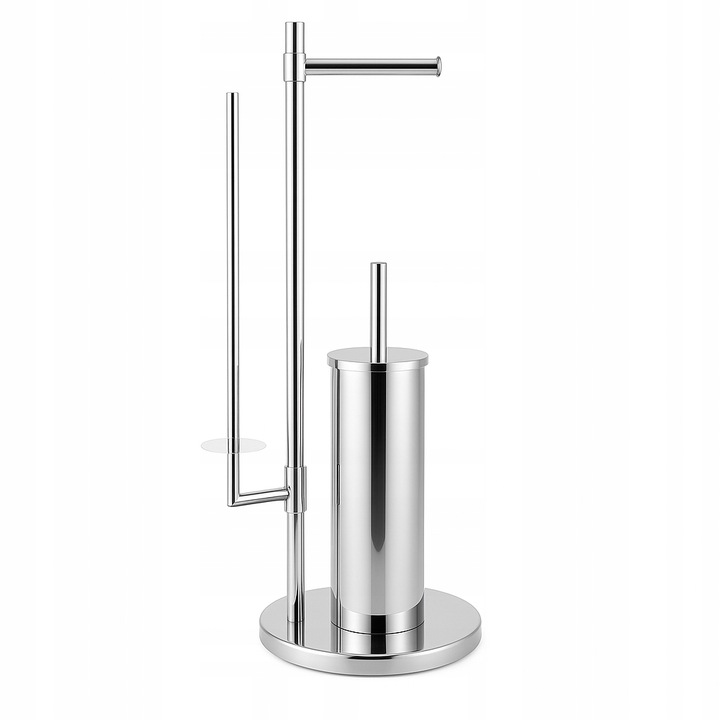 Stojak z uchwytem na papier toaletowy i szczotka do WC zestaw chrom YOKA