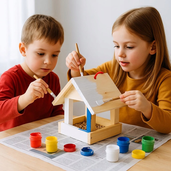 Karmnik dla ptaków + ziarno pokarm do samodzielnego malowania