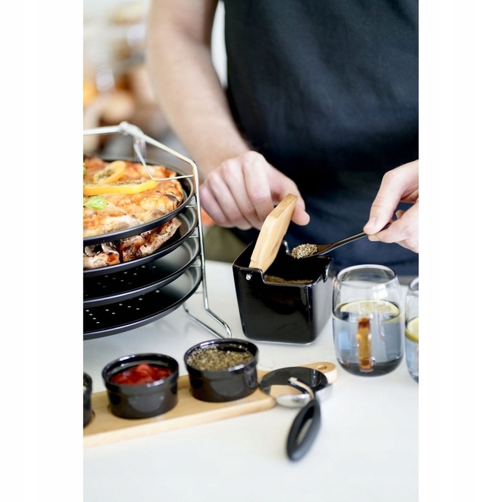 CUKIERNICZKA z Łyżeczką BAMBUSOWA CZARNA Pojemnik Konighoffer Ceramic