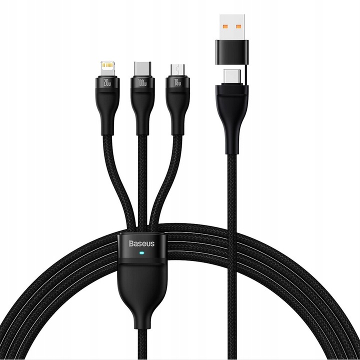 Kabel USB-USB Typ C - Micro USB-USB Typ-C-Lightning BASEUS 3w1 100W 1.2 m