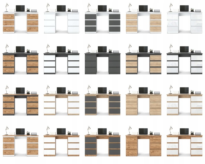 Biurko Białe 120cm Biurko szkolne 6 szuflad Stolik dla dziecka