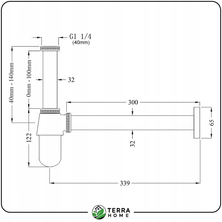 SYFON DO UMYWALKI REGULOWANY UNIWERSALNY UMYWALKOWY 32mm CHROM