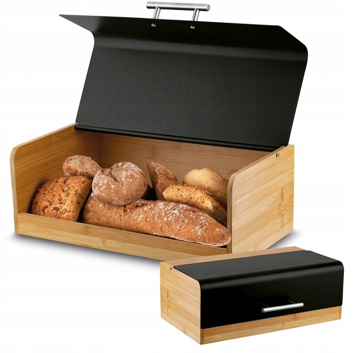 CHLEBAK NA PIECZYWO DREWNIANY POJEMNIK NA CHLEB CZARNY