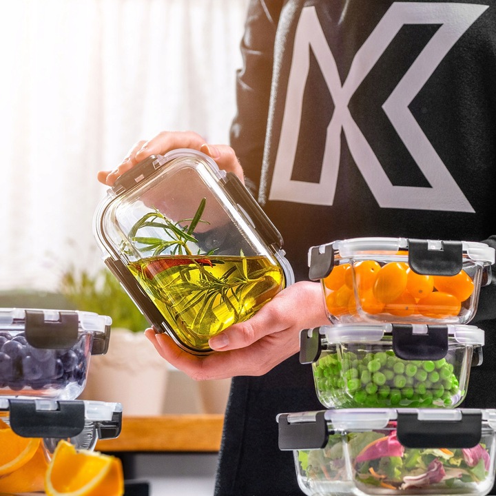 POJEMNIKI NA ŻYWNOŚĆ SZKLANY ZESTAW POJEMNIKÓW SZKLANE PUDEŁKO