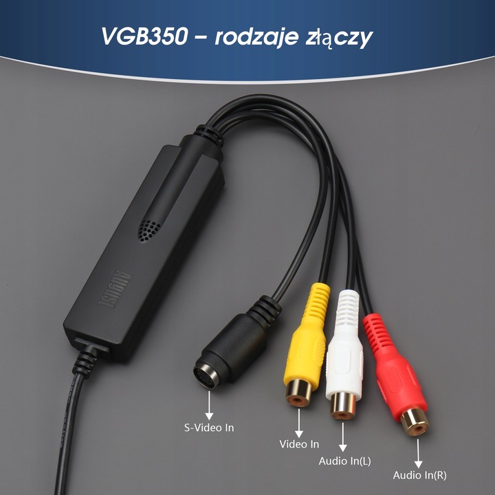 August VGB350 Video Grabber USB zgrywaj VHS na PC