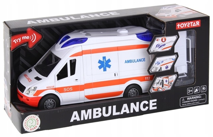 Ambulans Karetka Pogotowia Van Auto Napęd Dźwięki Nosze Otwierane Drzwi