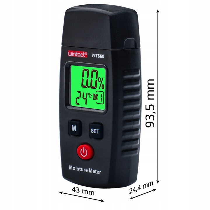 WILGOTNOŚCIOMIERZ MIERNIK WILGOTNOŚCI DREWNA BETONU CEGŁY GIPSU TYNK LCD