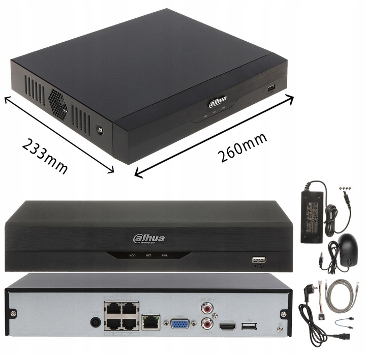 Monitoring Podwórka 4 kamery IP tubowe Dahua IPC-HFW2849S-S-IL-0280B 8MPx