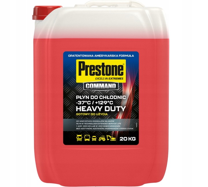 Płyn do chłodnic Prestone Command HD HEAVY DUTY gotowy CZERWONY 20KG