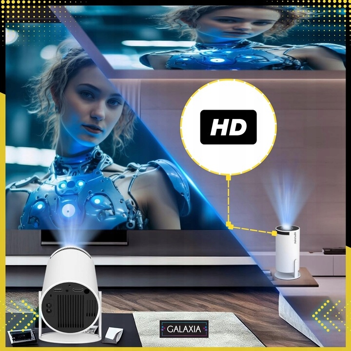 PROJEKTOR RZUTNIK MINI PRZENOŚNY ANDROID LED WIFI FULL HD SMART TV