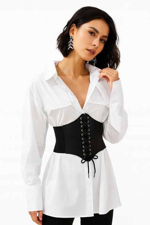 Szeroki pas pasek czarny gorset sznurowany czarny wyszczuplający na