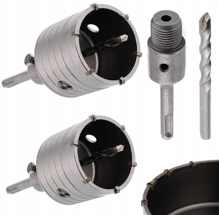 ZESTAW FREZY OTWORNICE SDS+ DO BETONU MURU KORONKI DO PUSZEK 65 + 80