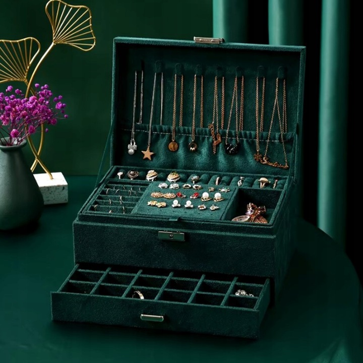 SZKATUŁKA NA BIŻUTERIĘ KUFEREK PUDEŁKO ORGANIZER ELEGANCKI POJEMNY BOX F6