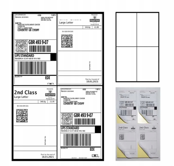 Etykiety samoprzylepne A4 100 arkuszy 105x148mm do DRUKARKI Matowy Papier