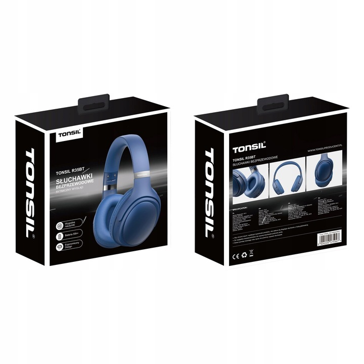 Słuchawki Bezprzewodowe TONSIL R35BT NIEBIESKIE Nauszne Bluetooth / SD / FM