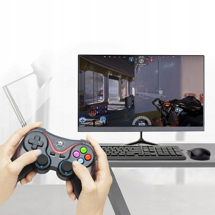 BEZPRZEWODOWY GAMEPAD PAD DO TELEFONU ANDROID PC iOS KONTROLER Z UCHWYTEM