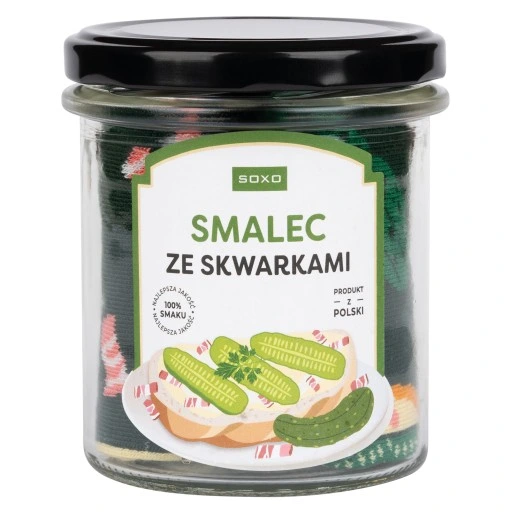 SMALEC ZE SKWARKAMI W SŁOIKU SOXO PREZENT DLA DZIADKA SKARPETKI ROZM. 40-45