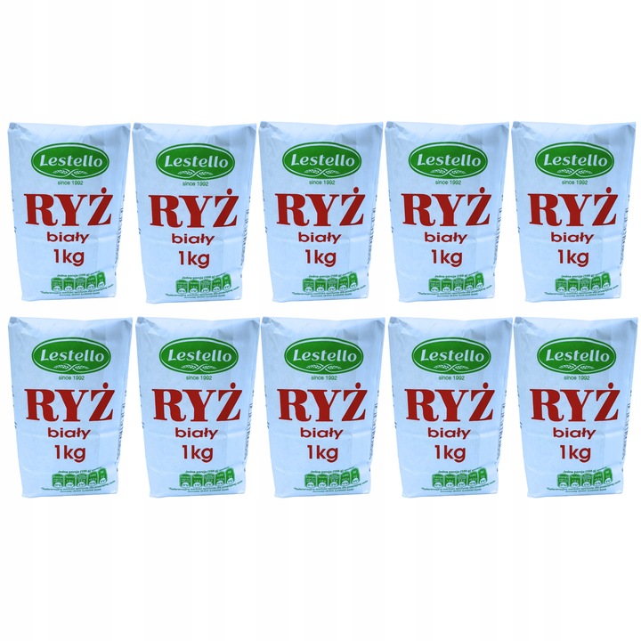 RYŻ BIAŁY 1 KG x 10 SZTUK VEGE NATURALNY LESTELLO
