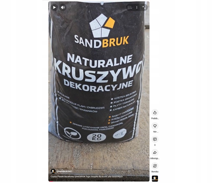 Piasek Bazaltowy Fuga Zasypka Grafit Do Kostki Brukowej 0-2 20 KG