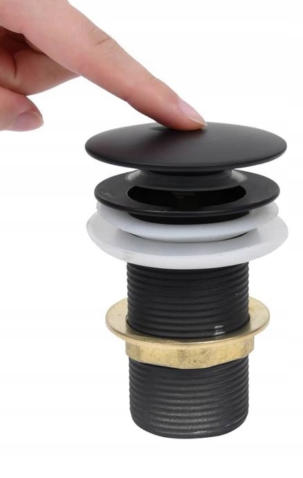 KOREK KLIK KLAK CZARNY UMYWALKOWY DO UMYWYLAKI BEZ PRZELEWU MOSIĘŻNY TRWAŁY