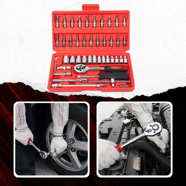 ZESTAW KLUCZY NASADOWYCH KLUCZE NASADOWE 46el TORX WKRĘTAKI IMBUSY