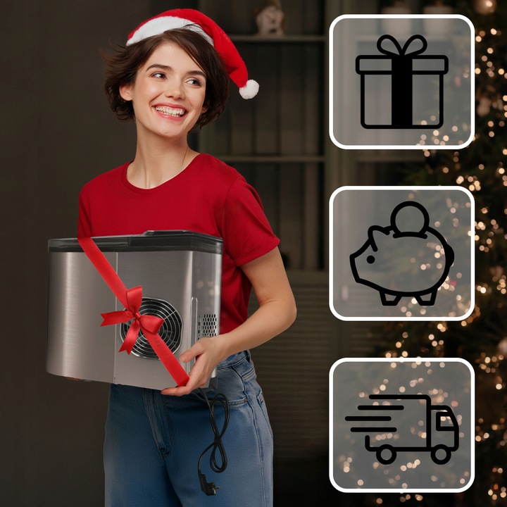 Kostkarka do lodu EBERG domowa maszyna do kostek 12kg 160W ekspresowy