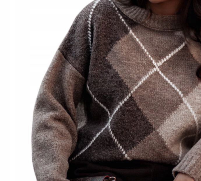 Brązowy Sweter w Romby Polska
