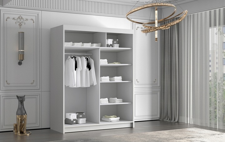 SZAFA PRZESUWNA FLAVIO III 150cm z lustrem GARDEROBA ZŁOTY uchwyt i