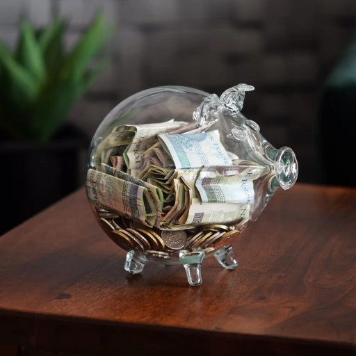 BEZBARWNA szklana ŚWINKA skarbonka przezroczysta