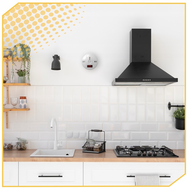 CZUJNIK CZADU DYMU TLENKU WĘGLA LCD DETEKTOR CO LCD WYKRYWACZ BEZPRZEWODOWY