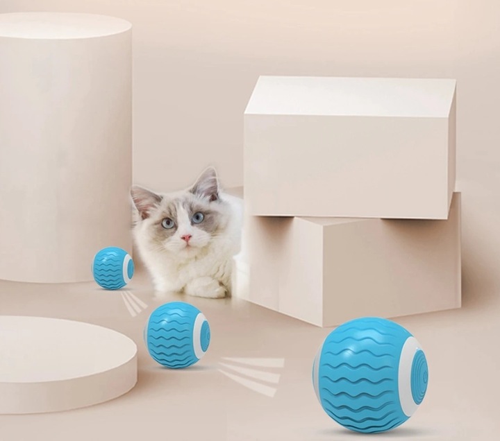 Inteligentna piłka dla kota ruchoma zabawka USB niebieska kula
