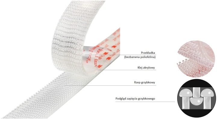 3M Dual Lock SJ3560 19mm/1m RZEP PRZEMYSŁOWY montażowy samoprzylepny MOCNY