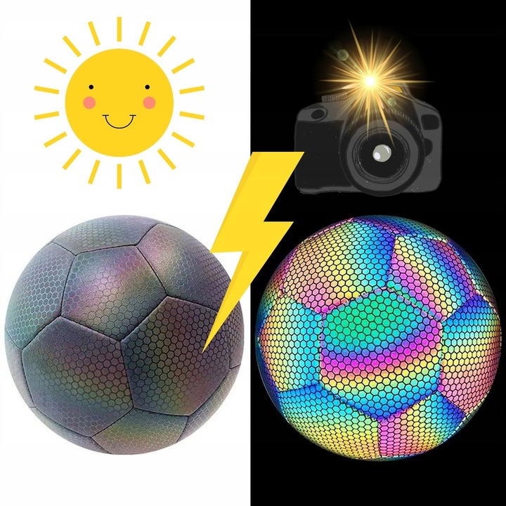 PIŁKA NOŻNA ODBLASKOWA ŚWIECĄCA LUMI DO NOGI ROZM 5 HOLOGRAFICZNA FOOTBALL