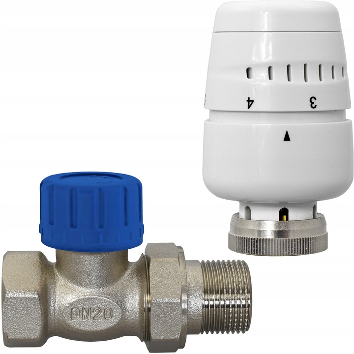 ZAWÓR termostatyczny 3/4 DN20 Grzejnikowy + GŁOWICA KOMPLET