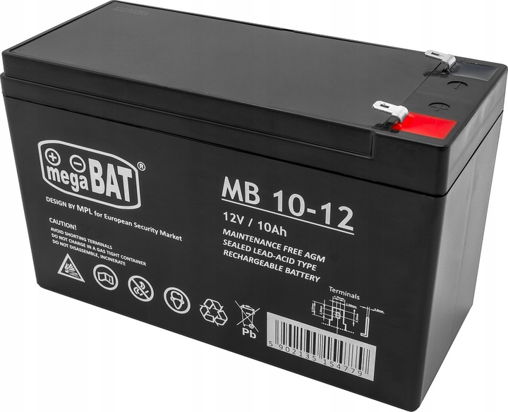 Akumulator AGM BEZOBSŁUGOWY 12V 10Ah (wymiar 7,2Ah/9Ah) ALARM UPS