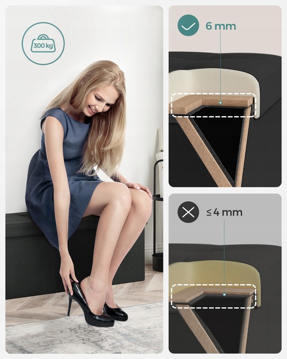 Pufa ze Schowkiem Składana Skrzynia Pojemnik Ława