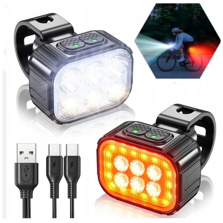 2x lampka rowerowa SPECTER IGO 500lm przód 100lm tył ZESTAW do 35h pracy !!